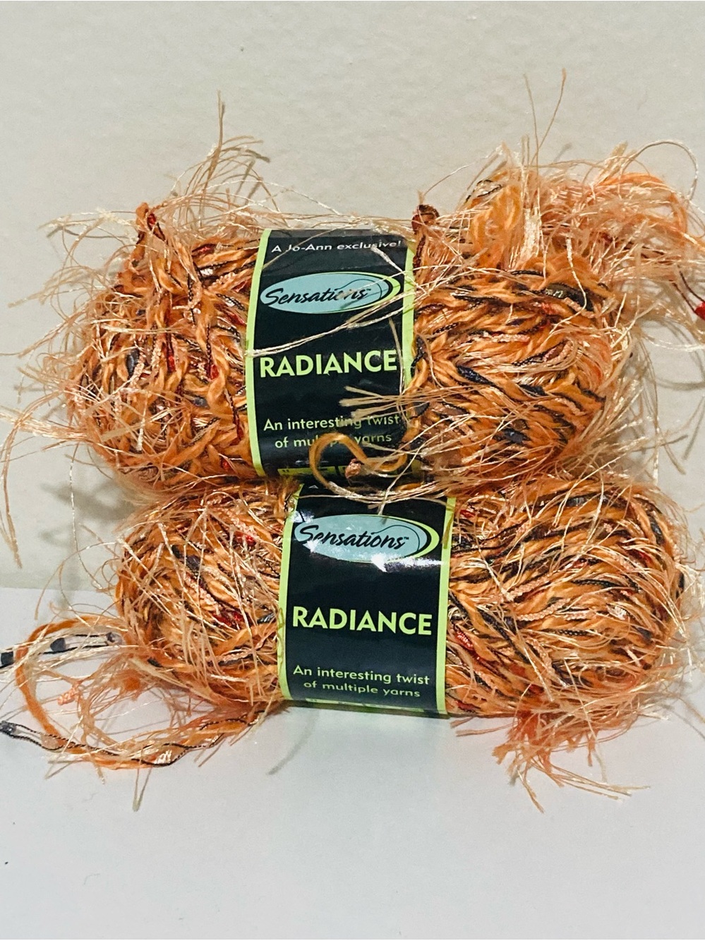 2 NWT Sensations Radiance Eyelash Yarn Radiance Orange Nylon, Acrylic, Polyester